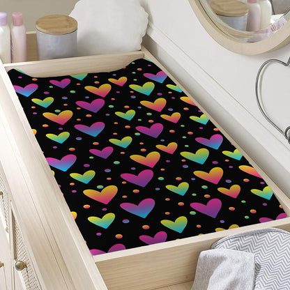 Colorful Heart Pattern Print Changing Pad Cover