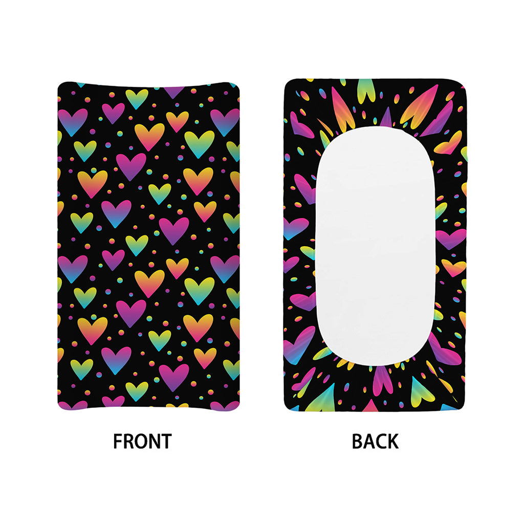 Colorful Heart Pattern Print Changing Pad Cover
