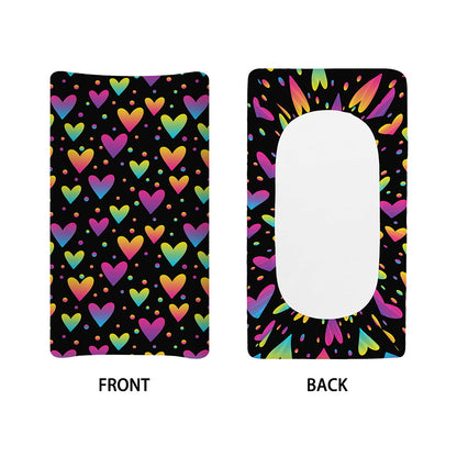 Colorful Heart Pattern Print Changing Pad Cover