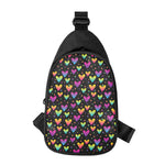 Colorful Heart Pattern Print Chest Bag