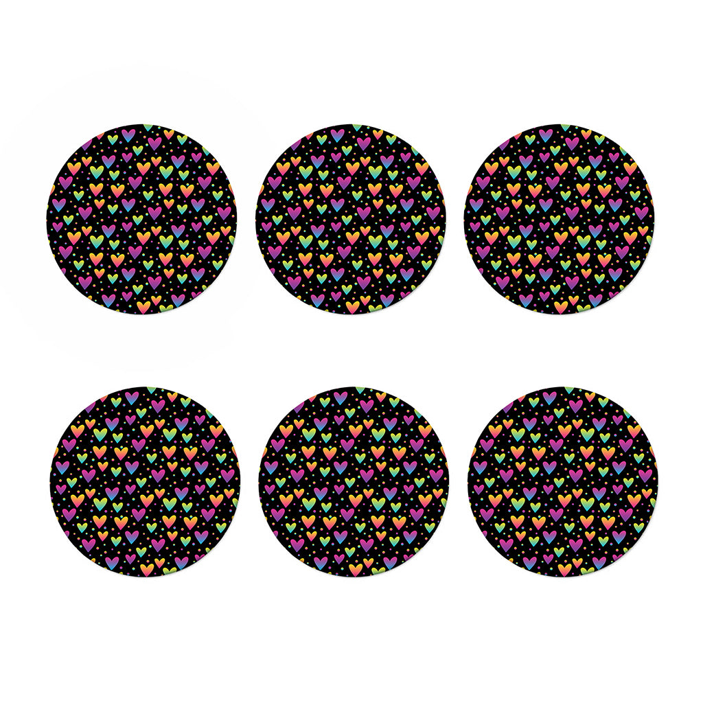 Colorful Heart Pattern Print Coaster Set