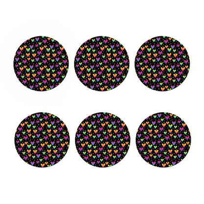 Colorful Heart Pattern Print Coaster Set