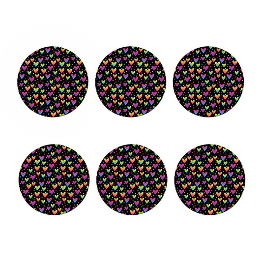 Colorful Heart Pattern Print Coaster Set
