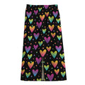 Colorful Heart Pattern Print Cotton Front Slit Maxi Skirt