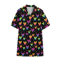 Colorful Heart Pattern Print Cotton Hawaiian Shirt