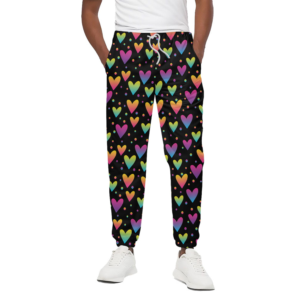 Colorful Heart Pattern Print Cotton Pants