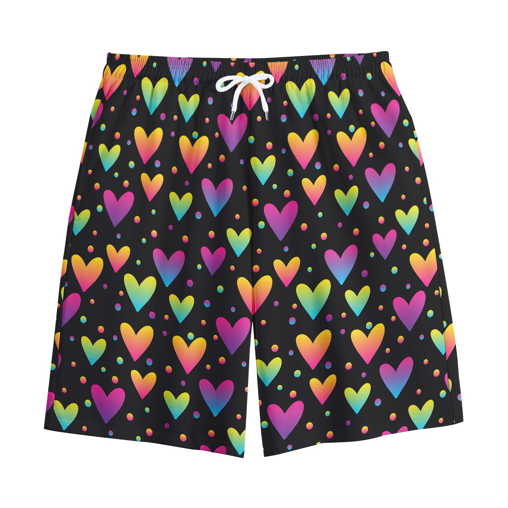 Colorful Heart Pattern Print Cotton Shorts