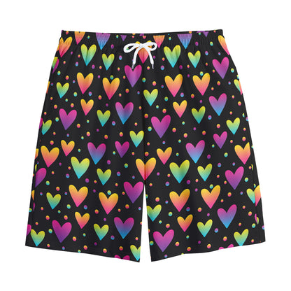 Colorful Heart Pattern Print Cotton Shorts