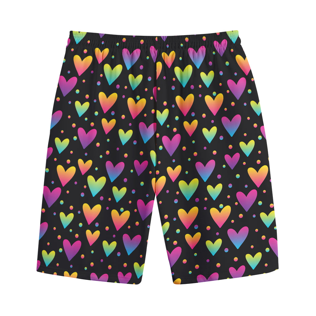 Colorful Heart Pattern Print Cotton Shorts