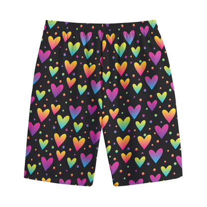 Colorful Heart Pattern Print Cotton Shorts