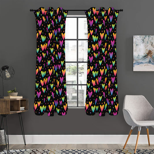 Colorful Heart Pattern Print Curtain