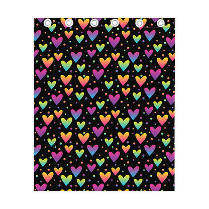 Colorful Heart Pattern Print Curtain