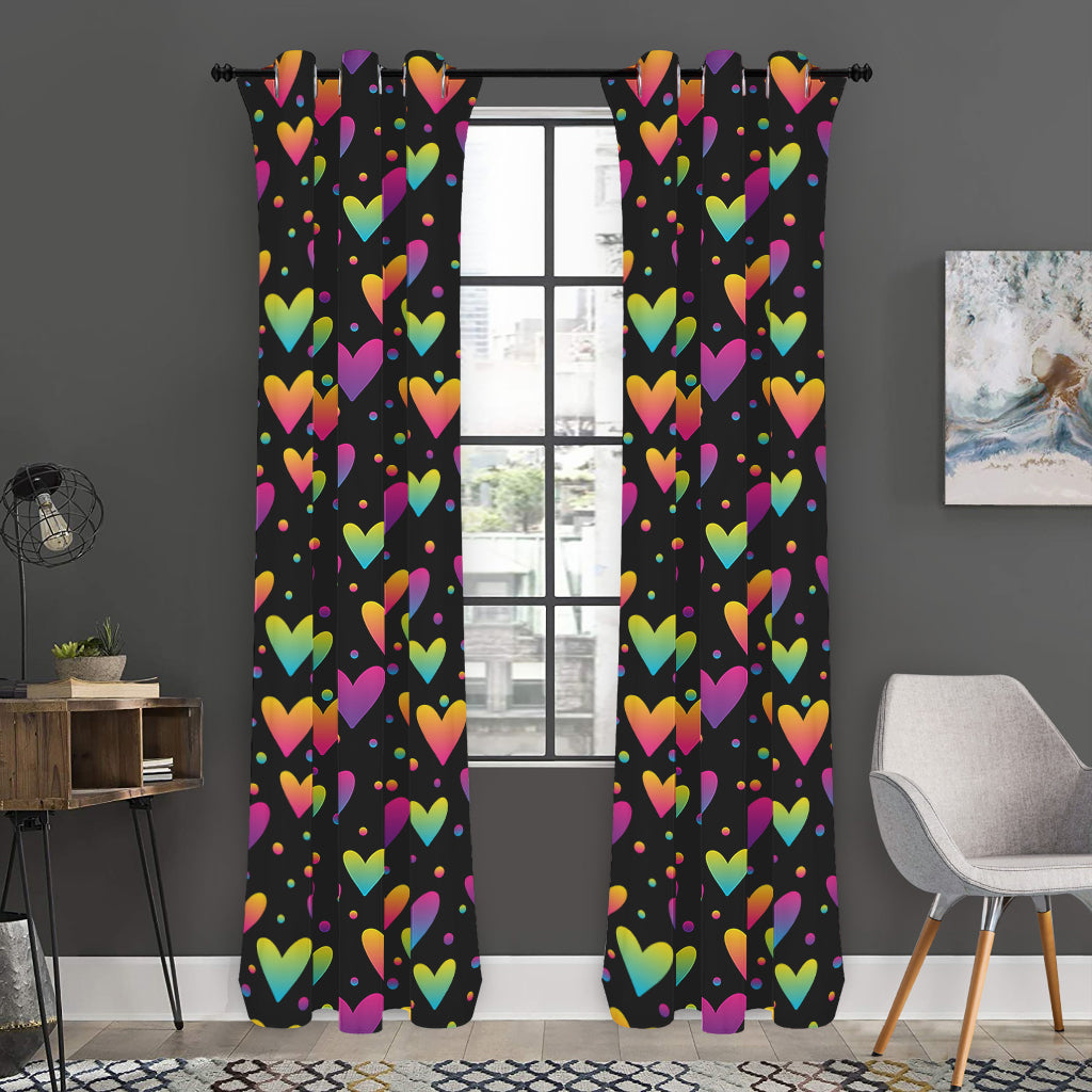 Colorful Heart Pattern Print Curtain