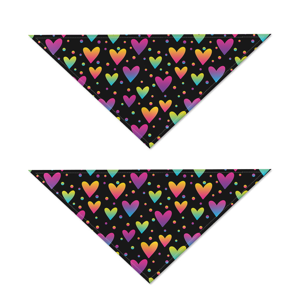 Colorful Heart Pattern Print Dog Bandana