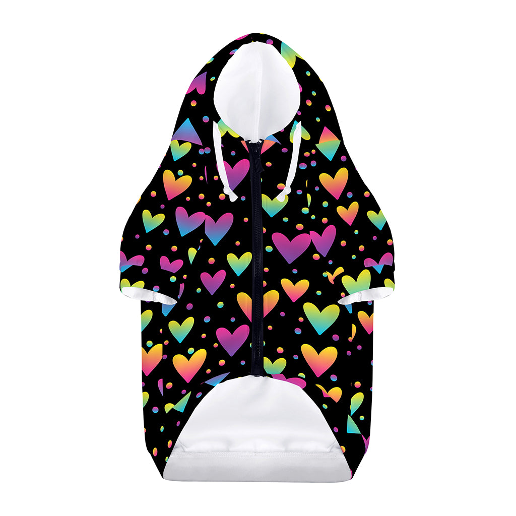 Colorful Heart Pattern Print Dog Zip Up Hoodie