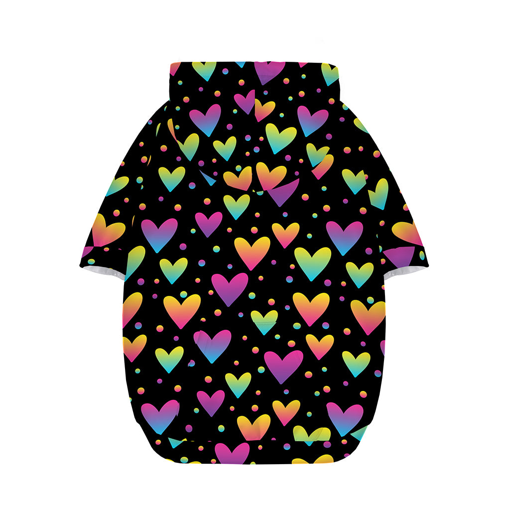 Colorful Heart Pattern Print Dog Zip Up Hoodie
