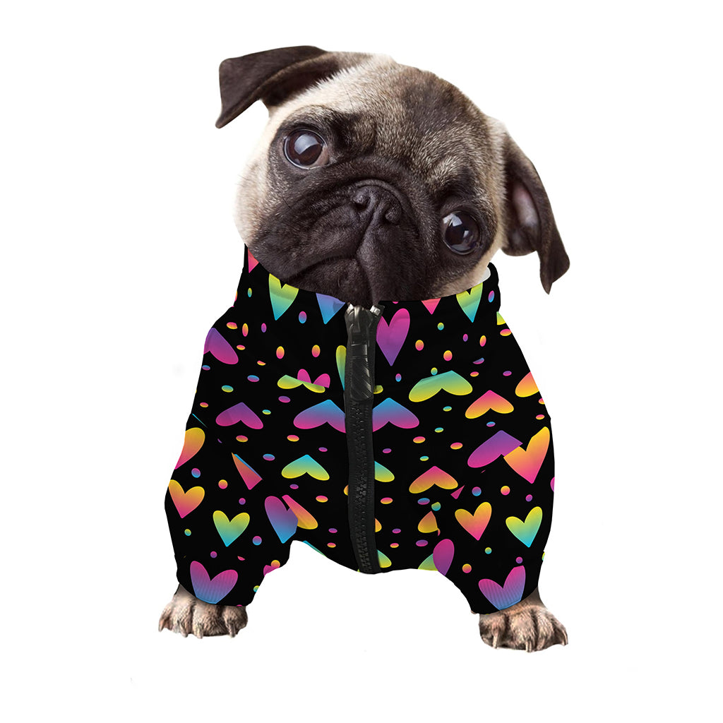 Colorful Heart Pattern Print Dog Zip Up Jacket