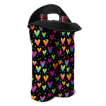 Colorful Heart Pattern Print Double Neoprene Wine Tote