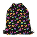 Colorful Heart Pattern Print Drawstring Bag