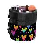 Colorful Heart Pattern Print Drawstring Makeup Bag