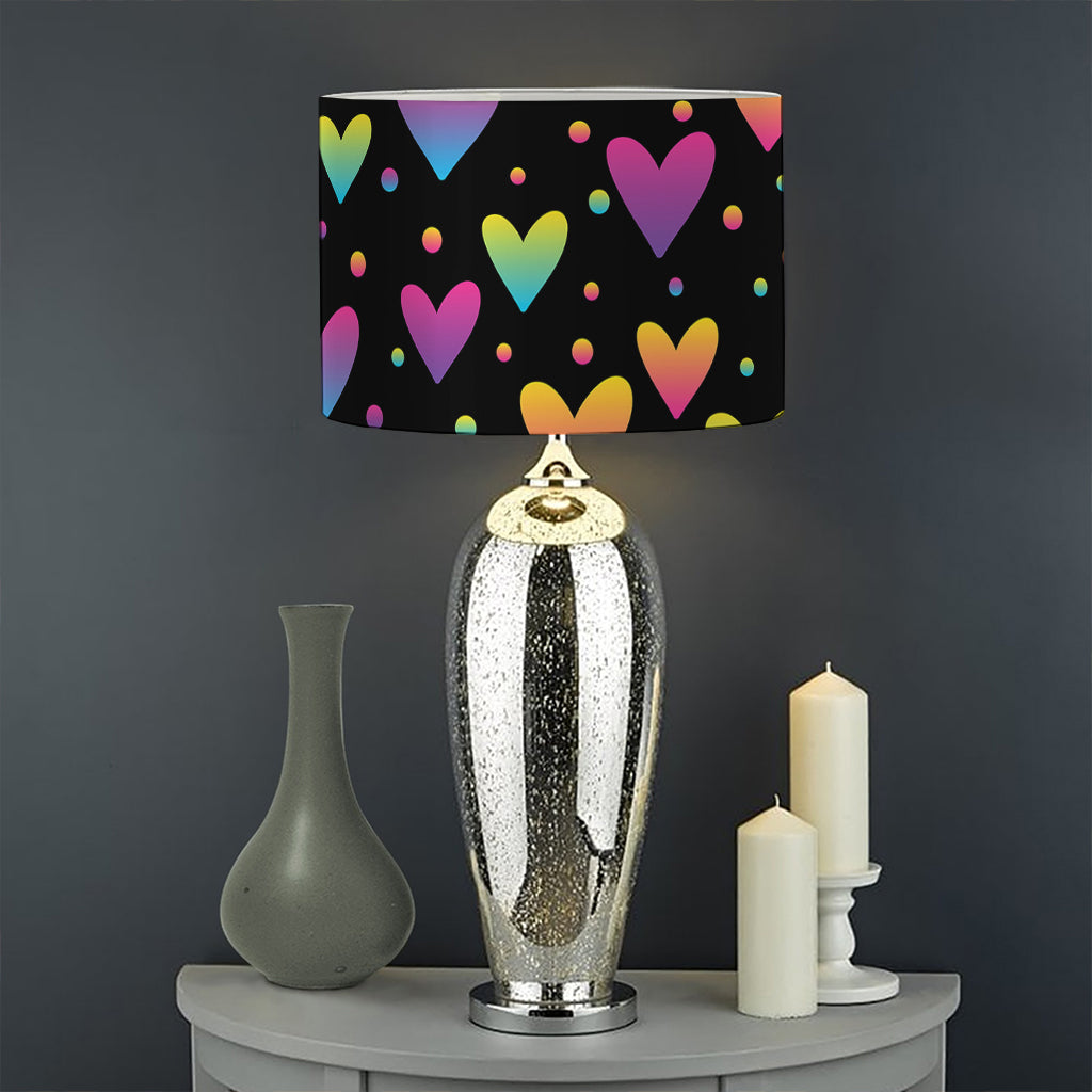 Colorful Heart Pattern Print Drum Lamp Shade
