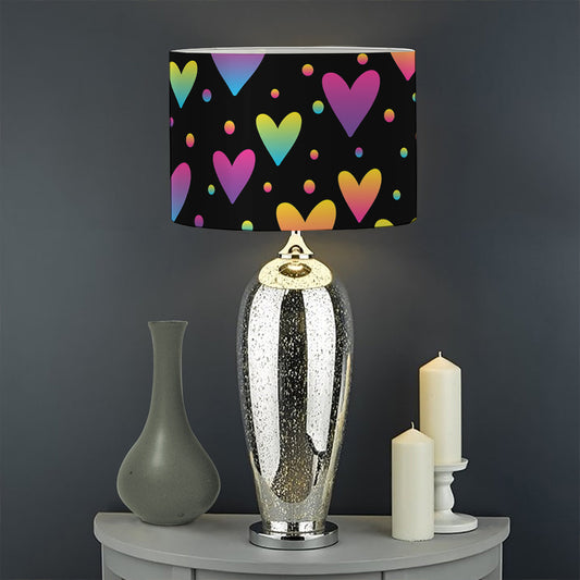 Colorful Heart Pattern Print Drum Lamp Shade
