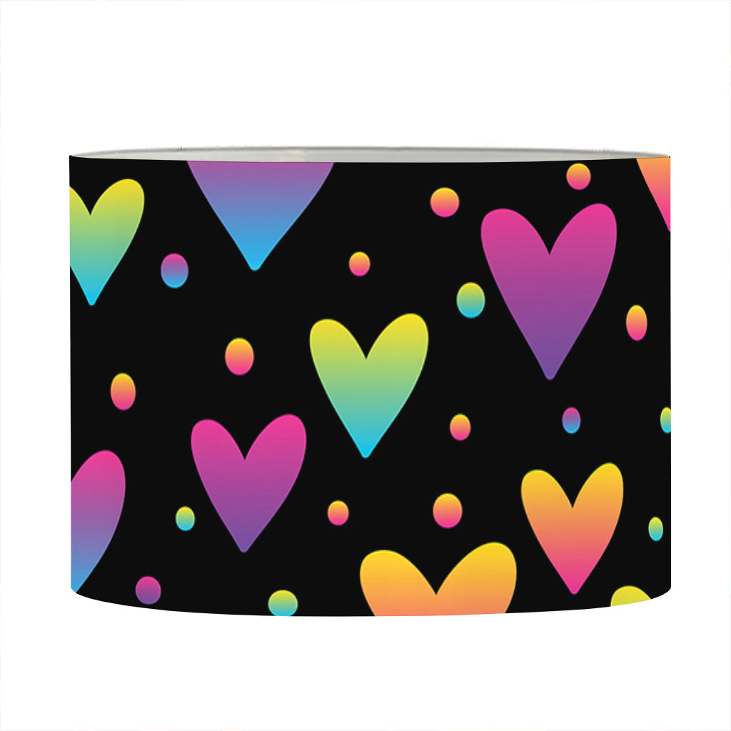 Colorful Heart Pattern Print Drum Lamp Shade
