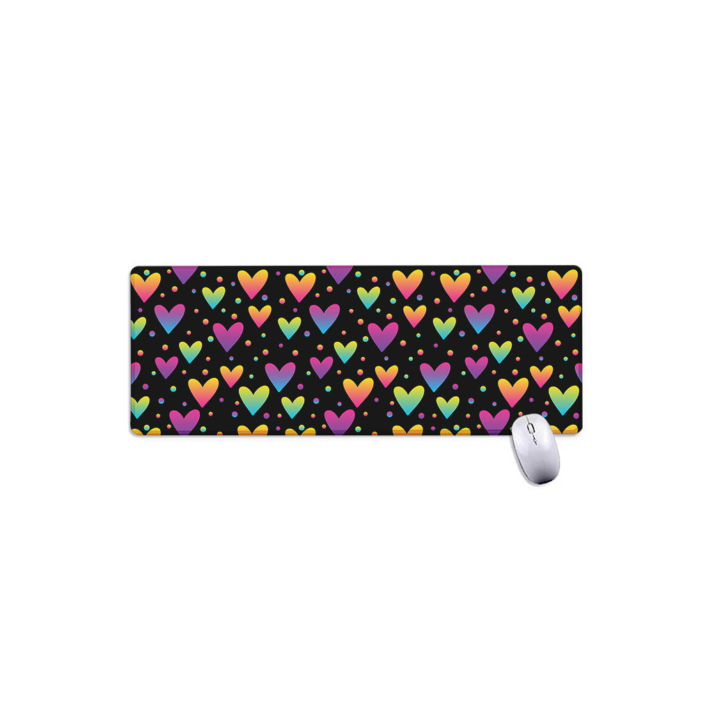 Colorful Heart Pattern Print Extended Mouse Pad