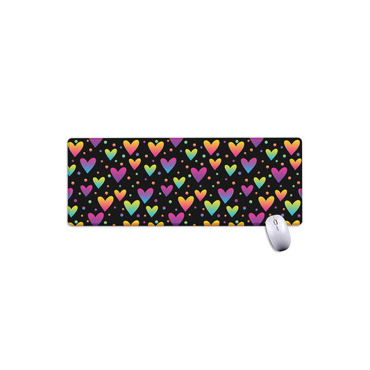 Colorful Heart Pattern Print Extended Mouse Pad