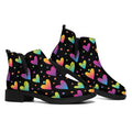 Colorful Heart Pattern Print Flat Ankle Boots