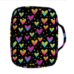 Colorful Heart Pattern Print Front Pocket Bible Bag