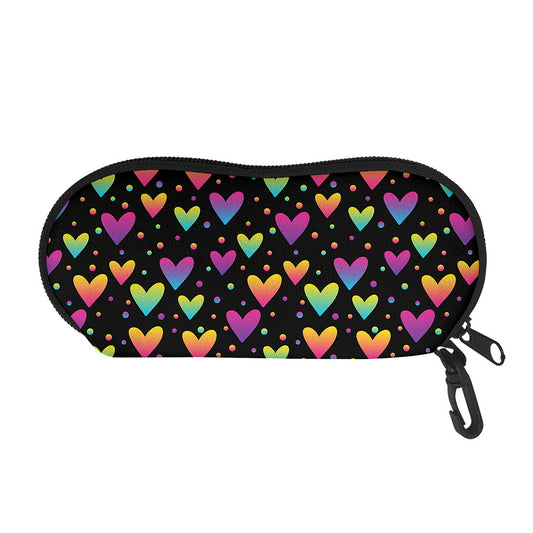 Colorful Heart Pattern Print Glasses Case
