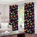 Colorful Heart Pattern Print Grommet Curtains