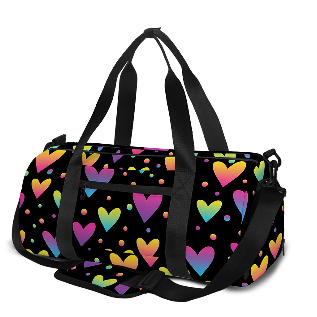 Colorful Heart Pattern Print Gym Bag