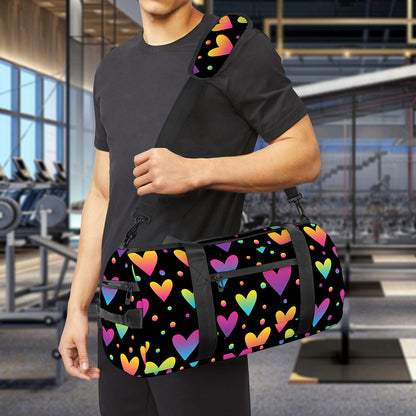 Colorful Heart Pattern Print Gym Bag