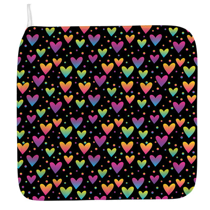 Colorful Heart Pattern Print Hand Towel
