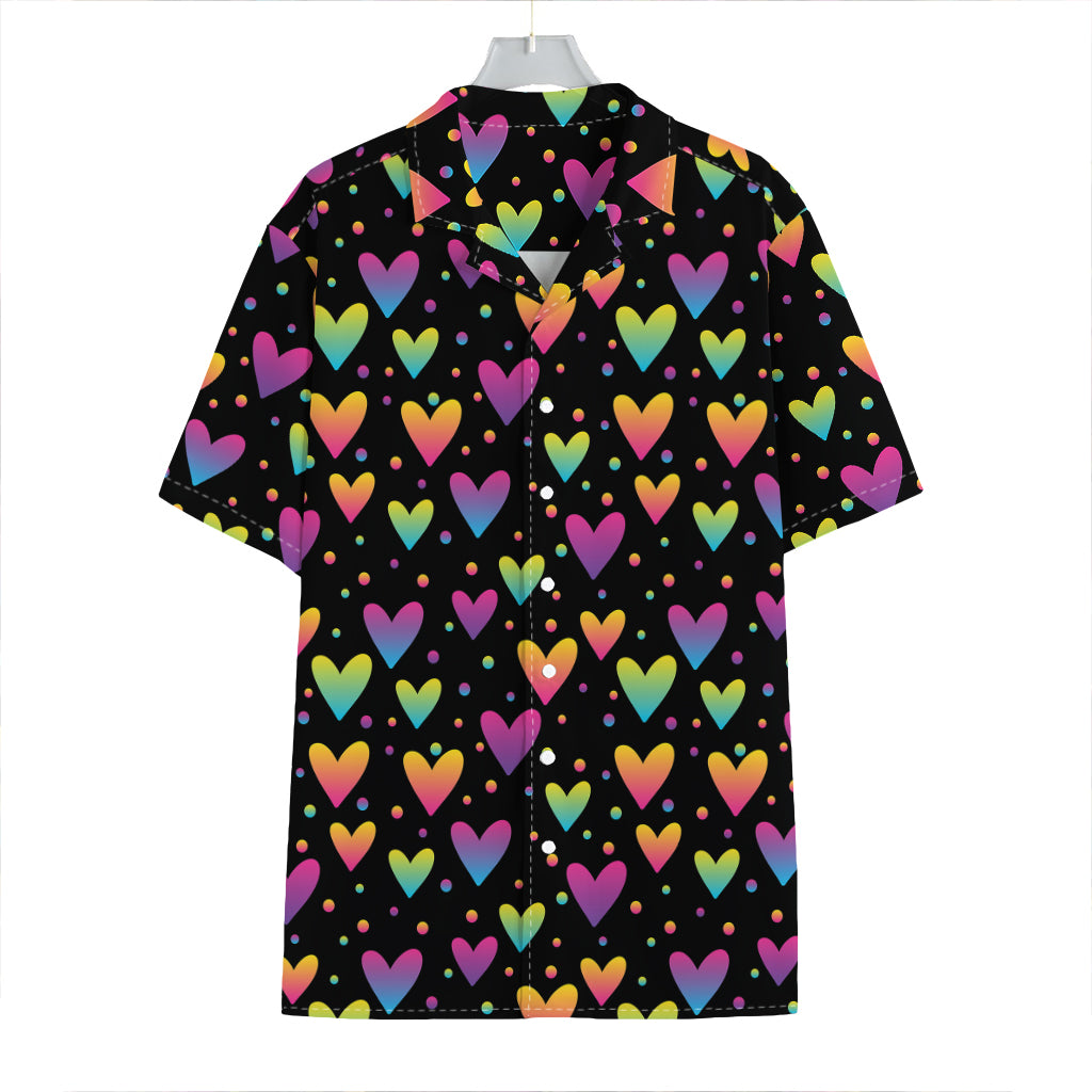Colorful Heart Pattern Print Hawaiian Shirt