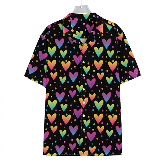 Colorful Heart Pattern Print Hawaiian Shirt