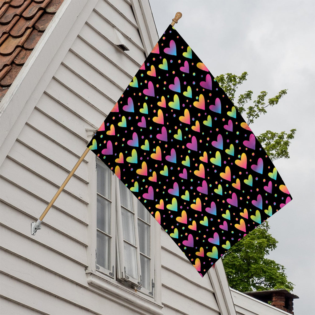 Colorful Heart Pattern Print House Flag