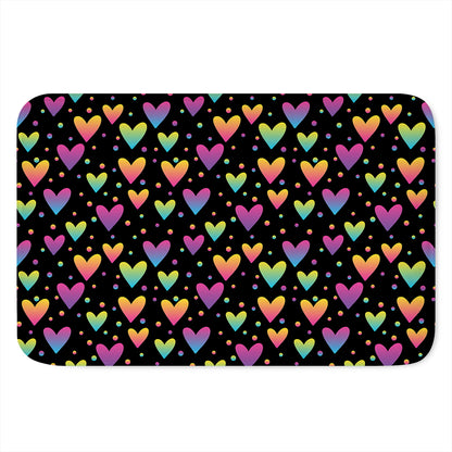 Colorful Heart Pattern Print Indoor Door Mat