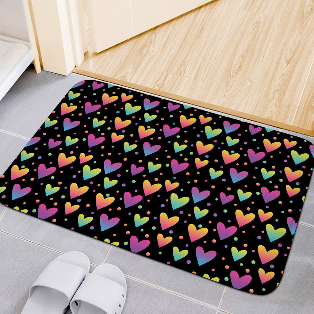 Colorful Heart Pattern Print Indoor Door Mat