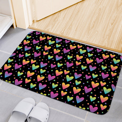 Colorful Heart Pattern Print Indoor Door Mat
