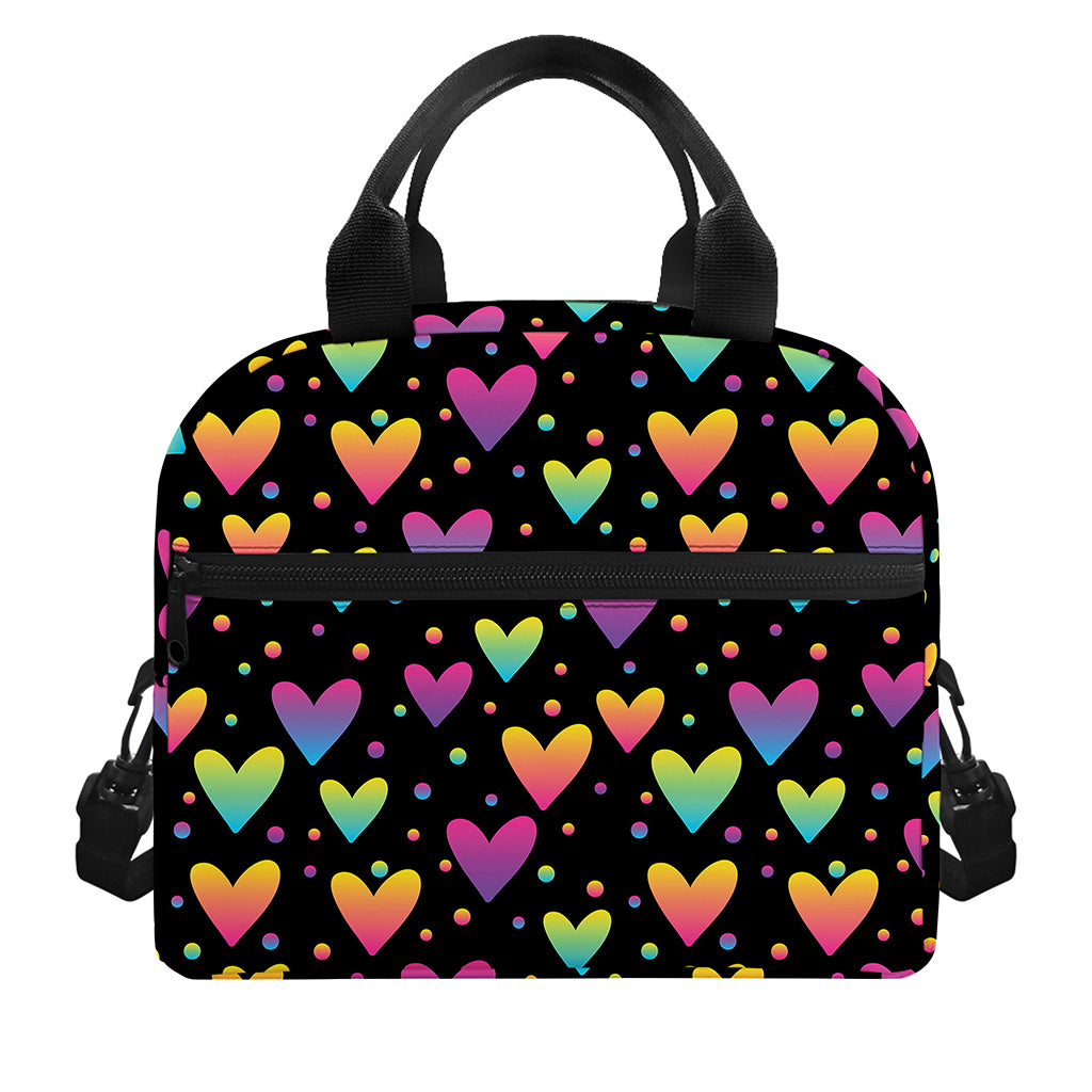 Colorful Heart Pattern Print Insulated Lunch Bag
