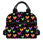 Colorful Heart Pattern Print Insulated Lunch Bag