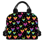 Colorful Heart Pattern Print Insulated Lunch Bag