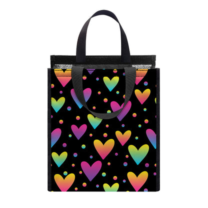 Colorful Heart Pattern Print Insulated Lunch Tote