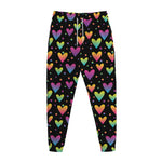 Colorful Heart Pattern Print Jogger Pants