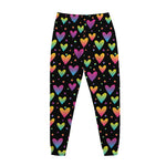 Colorful Heart Pattern Print Jogger Pants