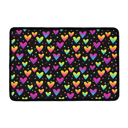 Colorful Heart Pattern Print Kitchen Mat