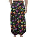 Colorful Heart Pattern Print Lantern Pants